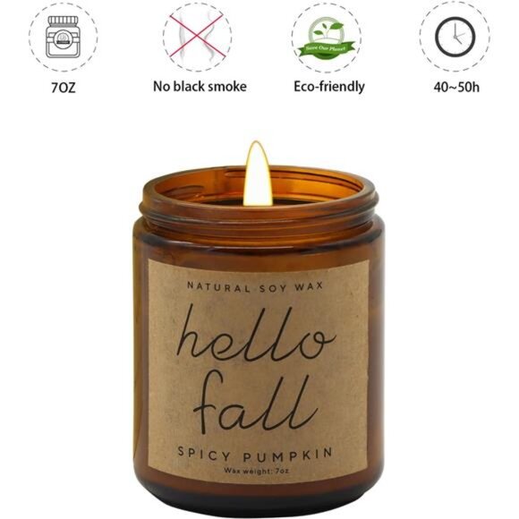 Fall Decorations for Home - Fall Candles, Gifts for Women,Natural Soy Wax Candle - Picture 2 of 8